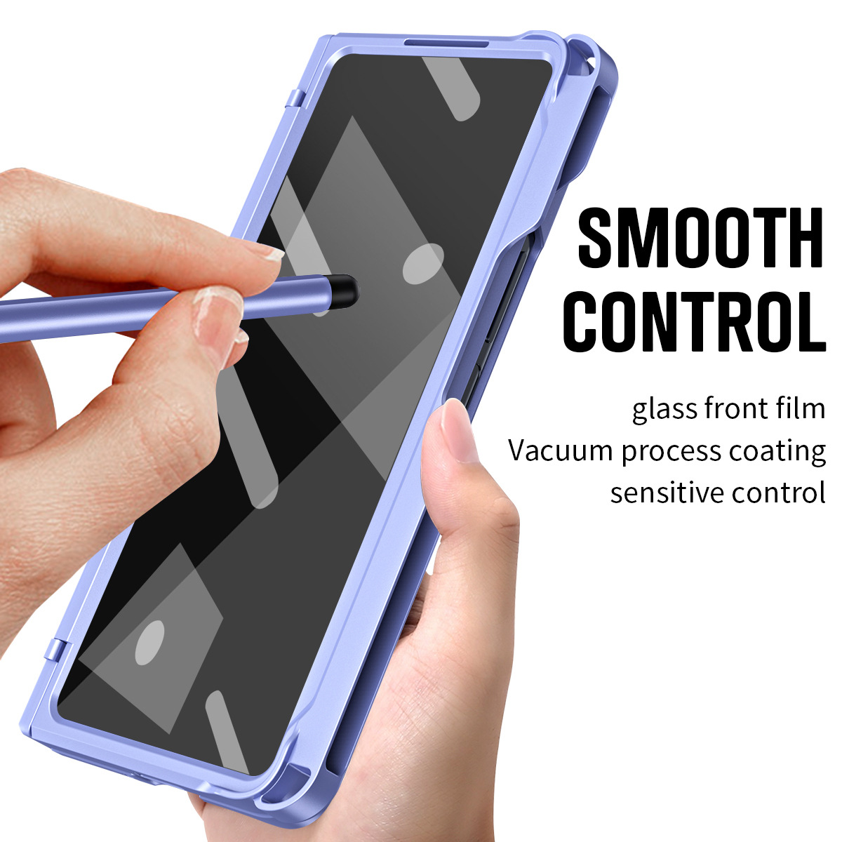 Compatible with Samsung Z Fold8U phone case 7/6/5 with side pen slot, pen hinge, 4/3 full-coverage case, screen protector, and stand.