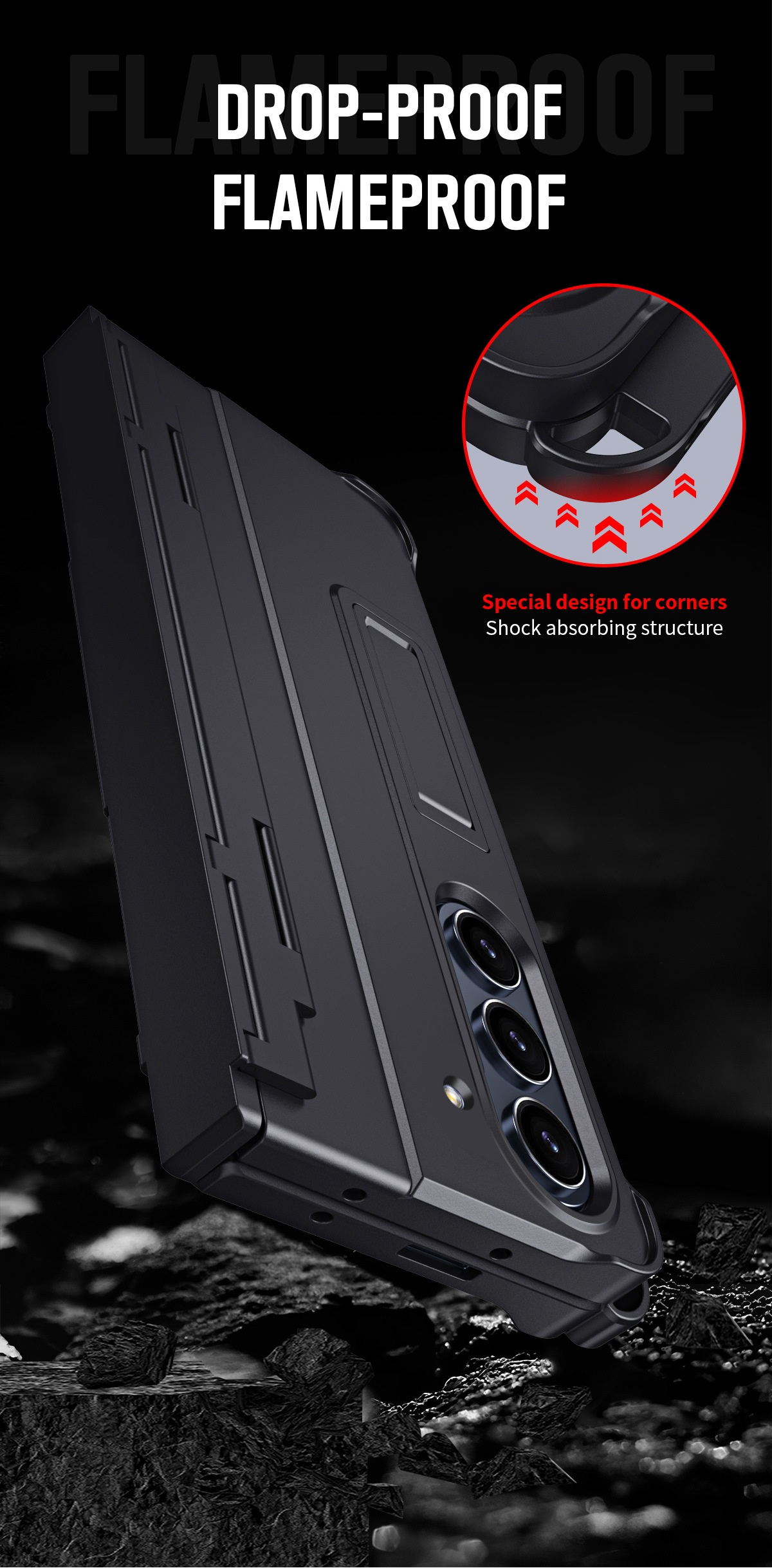 Compatible with Samsung Z Fold8U phone case 7/6/5 with side pen slot, pen hinge, 4/3 full-coverage case, screen protector, and stand.
