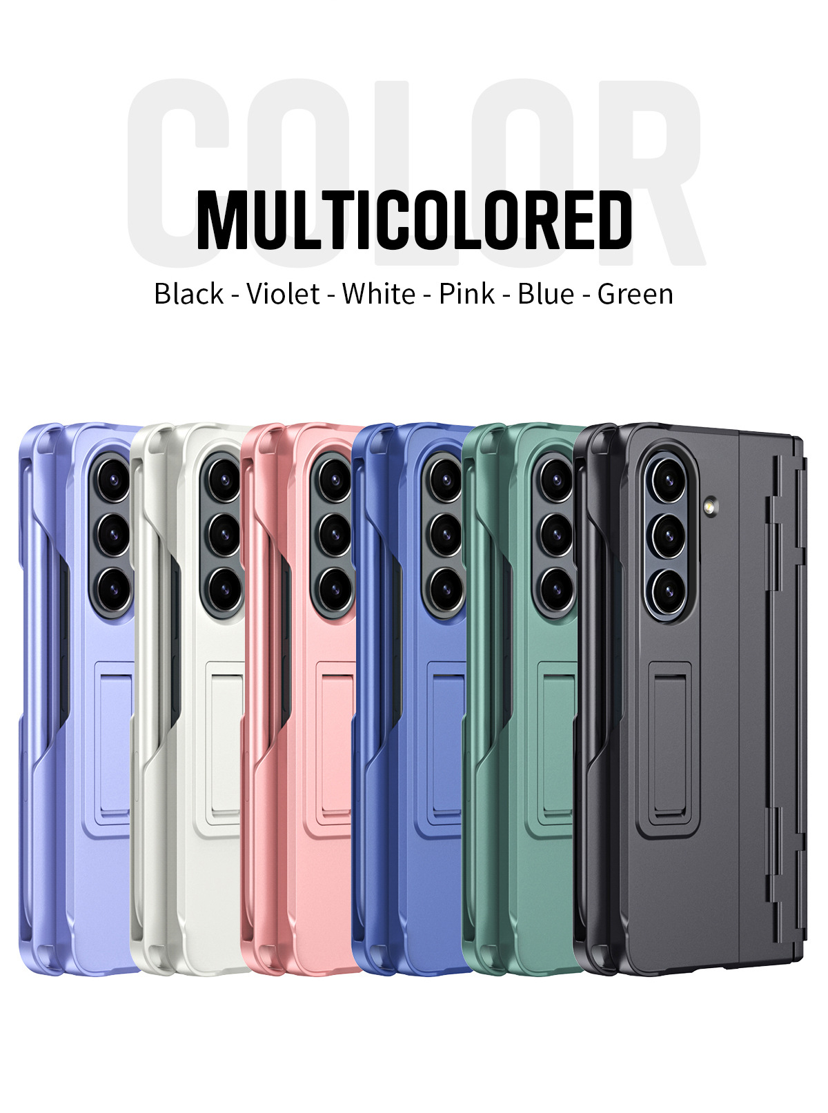 Compatible with Samsung Z Fold8U phone case 7/6/5 with side pen slot, pen hinge, 4/3 full-coverage case, screen protector, and stand.