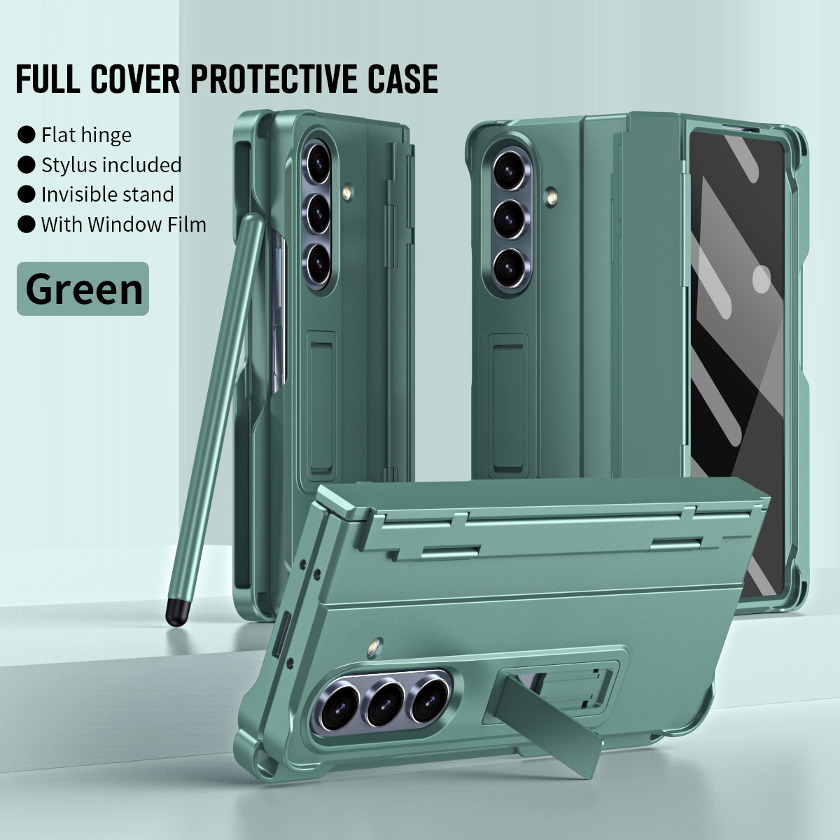Compatible with Samsung Z Fold8U phone case 7/6/5 with side pen slot, pen hinge, 4/3 full-coverage case, screen protector, and stand.