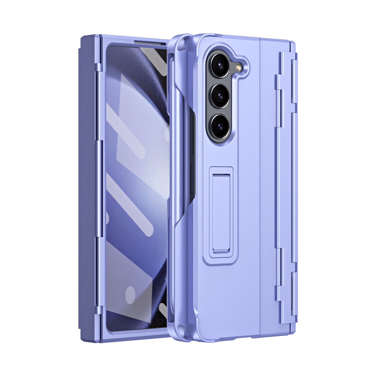 Compatible with Samsung Z Fold8U phone case 7/6/5 with side pen slot, pen hinge, 4/3 full-coverage case, screen protector, and stand.