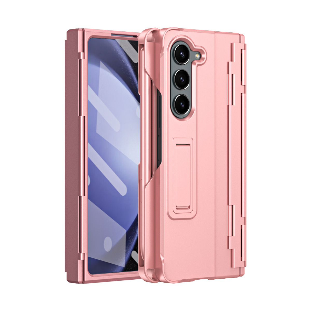 Compatible with Samsung Z Fold8U phone case 7/6/5 with side pen slot, pen hinge, 4/3 full-coverage case, screen protector, and stand.