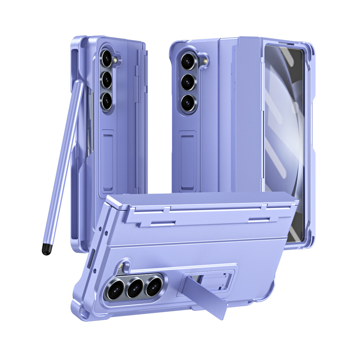 Compatible with Samsung Z Fold8U phone case 7/6/5 with side pen slot, pen hinge, 4/3 full-coverage case, screen protector, and stand.
