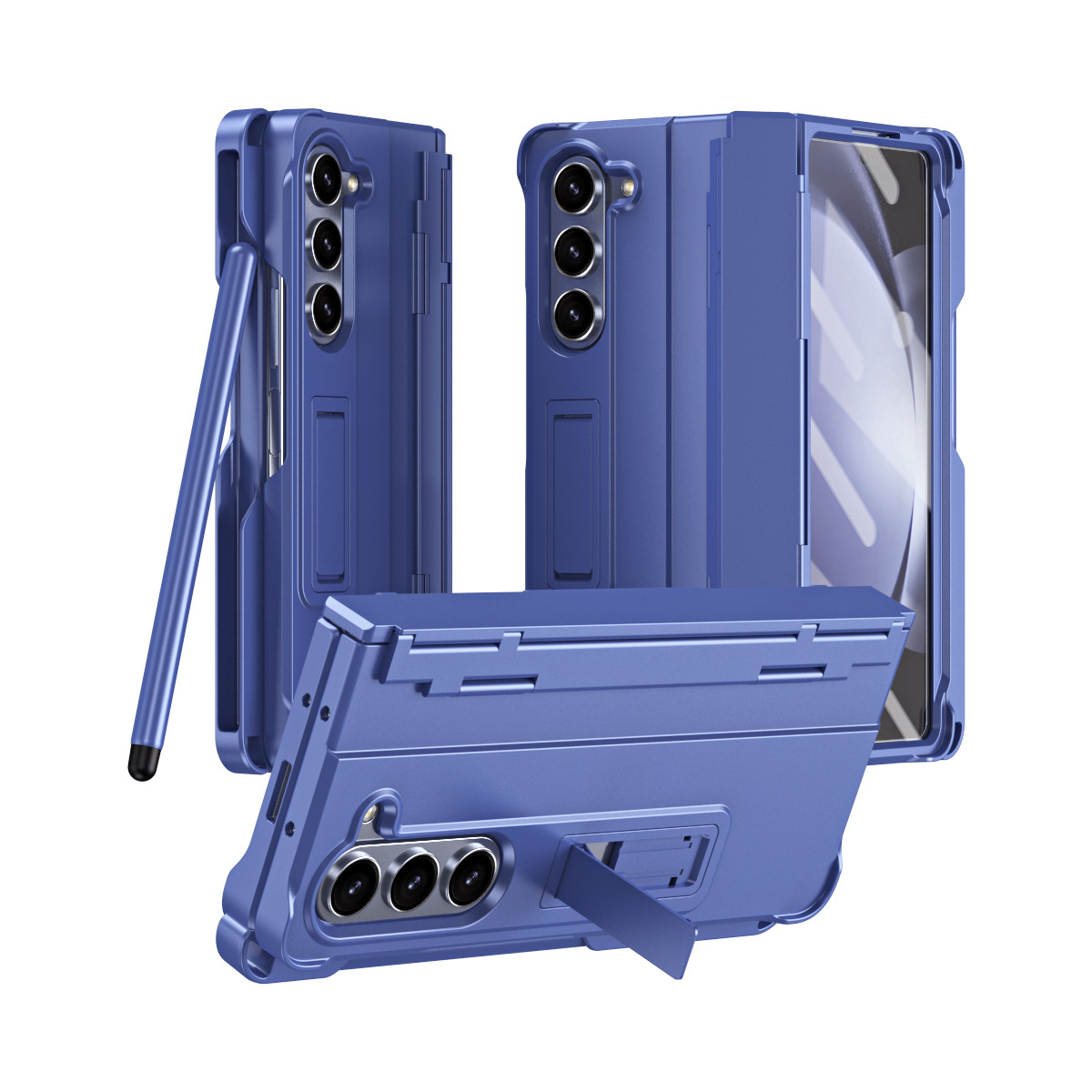 Compatible with Samsung Z Fold8U phone case 7/6/5 with side pen slot, pen hinge, 4/3 full-coverage case, screen protector, and stand.