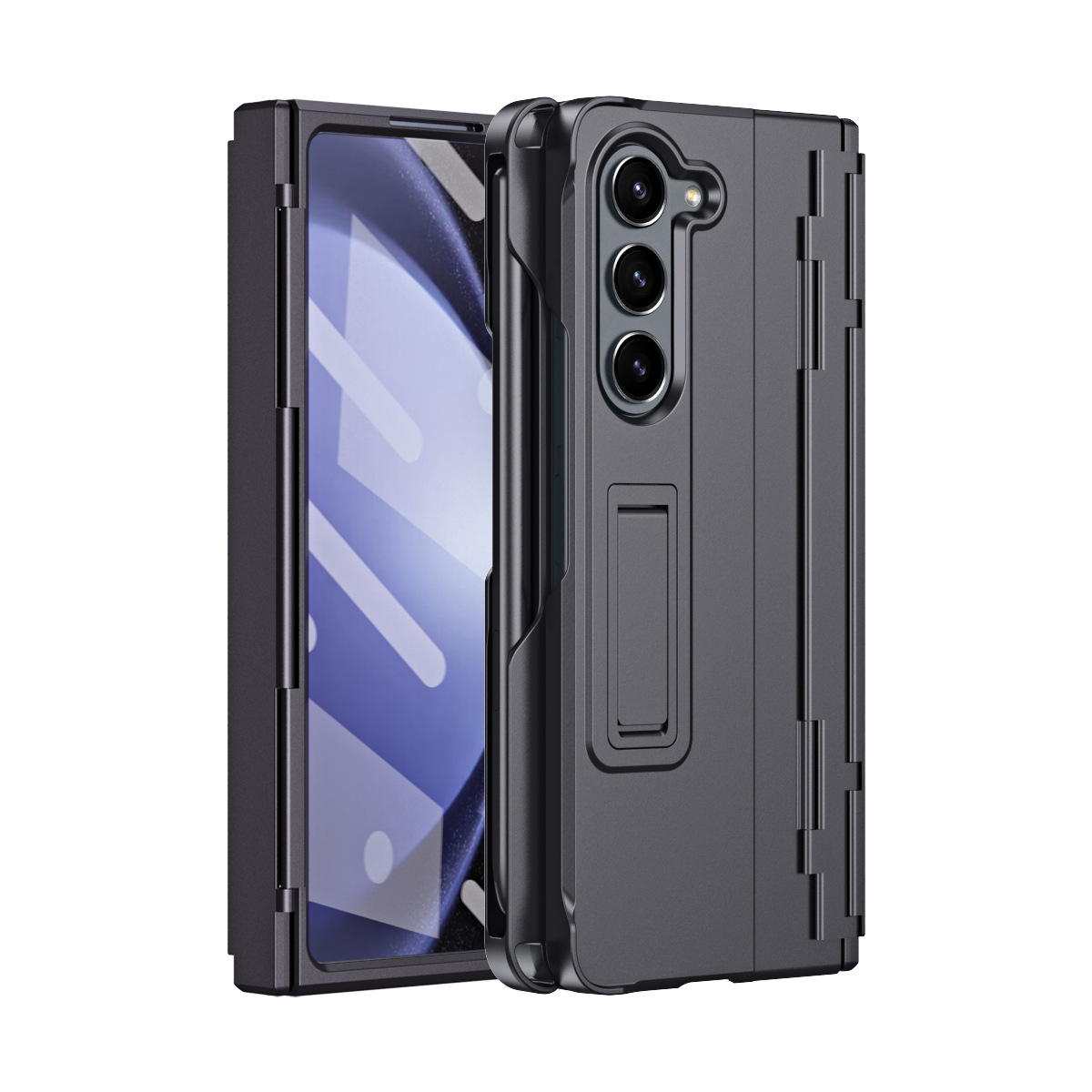 Compatible with Samsung Z Fold8U phone case 7/6/5 with side pen slot, pen hinge, 4/3 full-coverage case, screen protector, and stand.