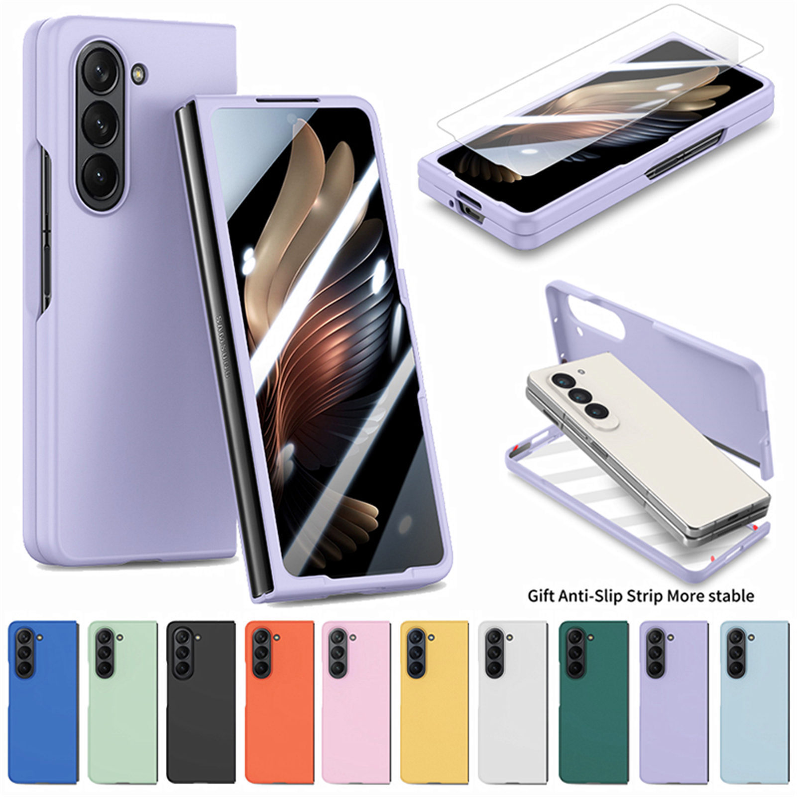 Compatible with Samsung Z Fold8/7 phone case, 6/5 inch ultra-thin skin-feel case, integrated folding screen protector, drop-proof protective case.