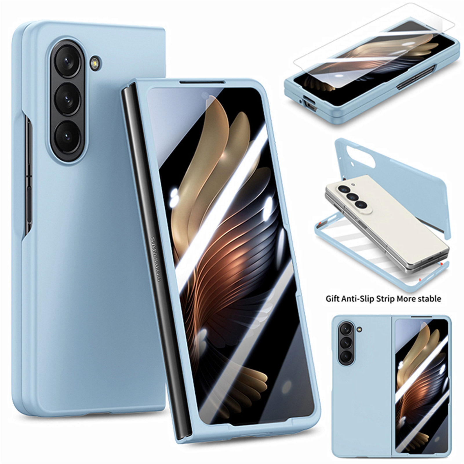 Compatible with Samsung Z Fold8/7 phone case, 6/5 inch ultra-thin skin-feel case, integrated folding screen protector, drop-proof protective case.