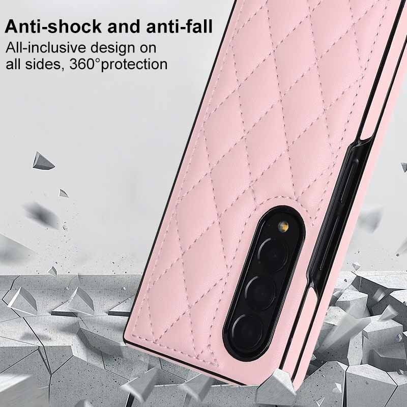 Compatible with Samsung Z Fold7/6 phone case 5/4/3 diamond pattern leather texture Flip6 mini folding screen protective case