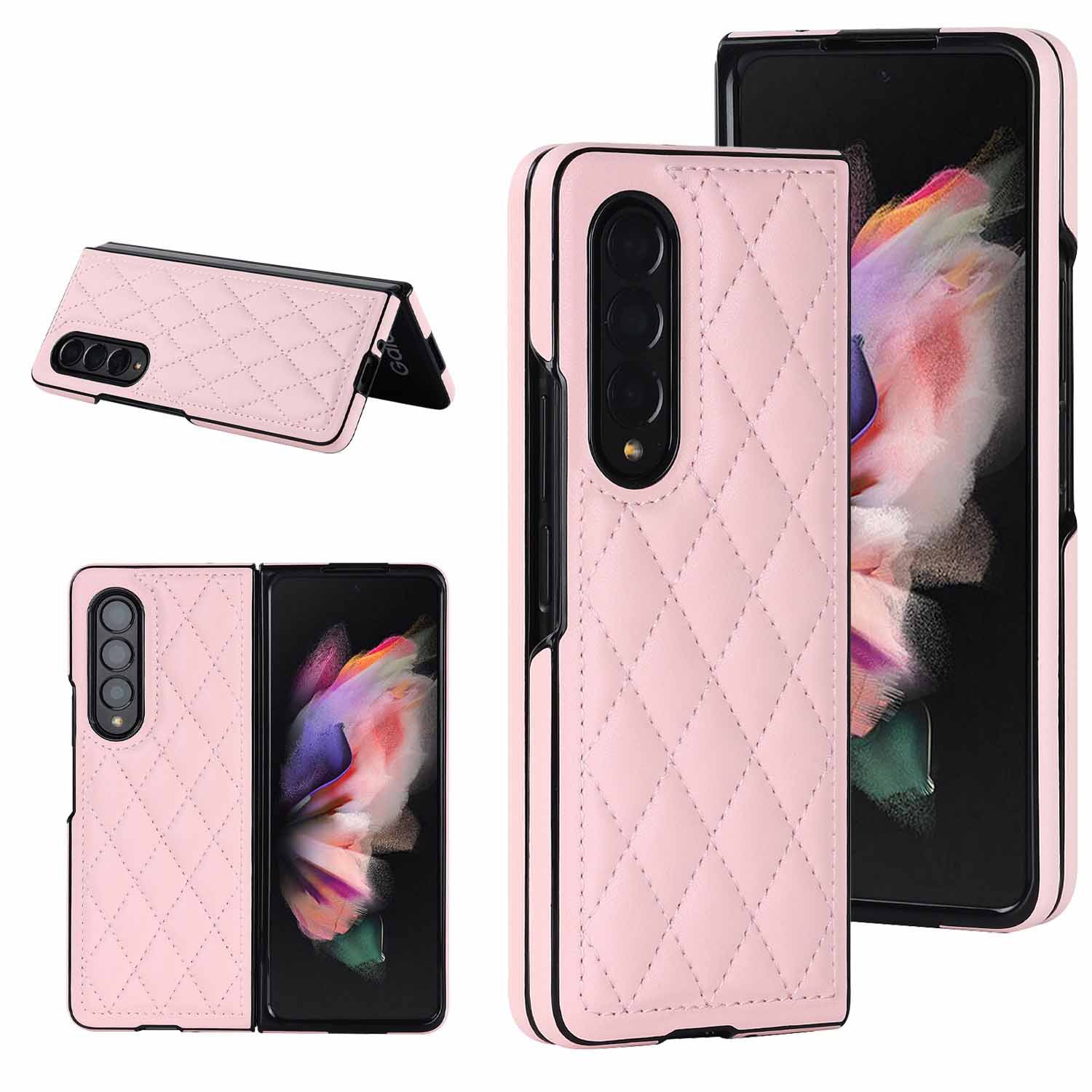 Compatible with Samsung Z Fold7/6 phone case 5/4/3 diamond pattern leather texture Flip6 mini folding screen protective case