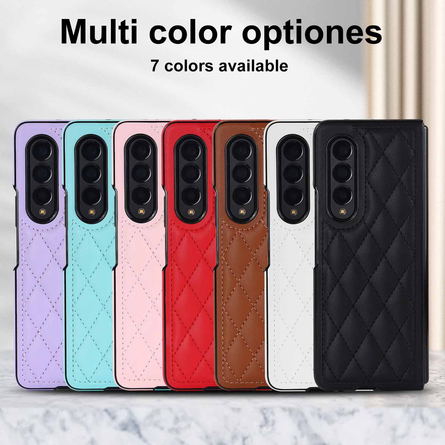 Compatible with Samsung Z Fold7/6 phone case 5/4/3 diamond pattern leather texture Flip6 mini folding screen protective case