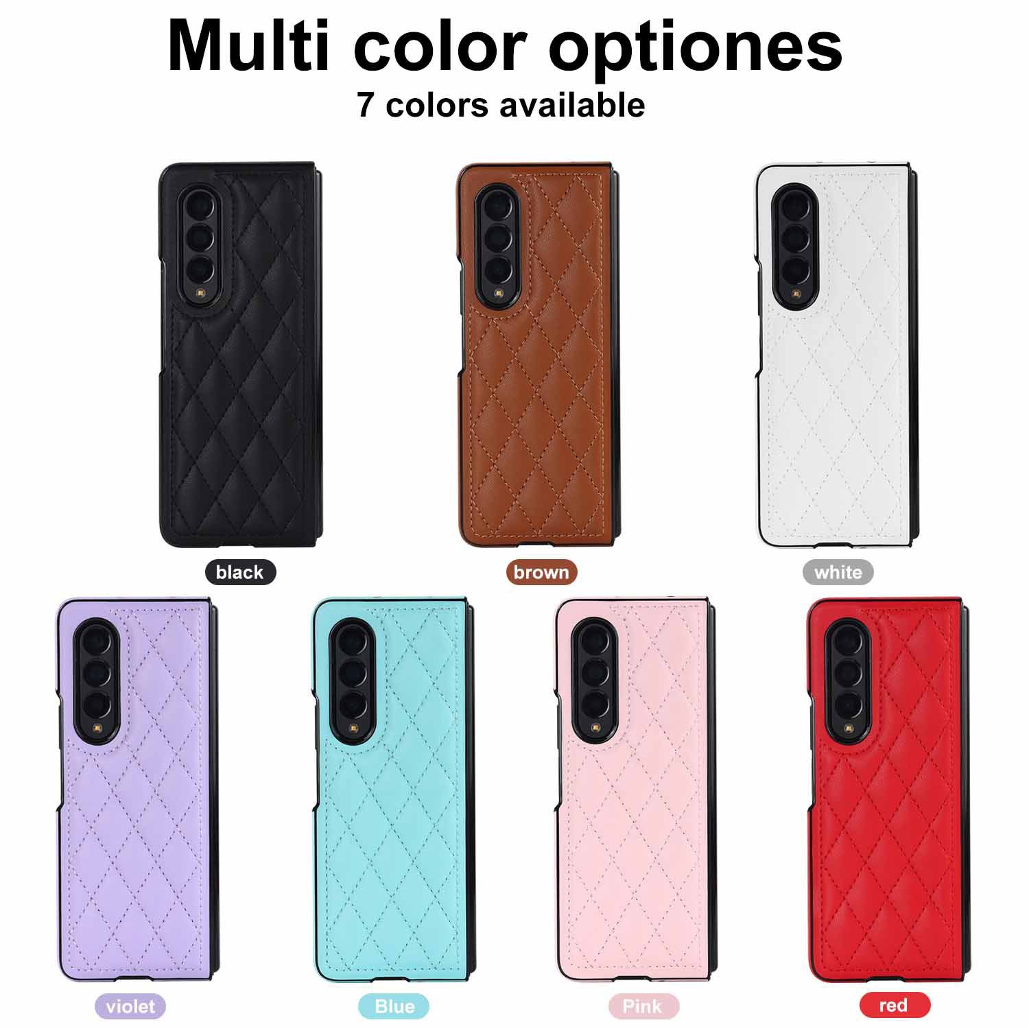 Compatible with Samsung Z Fold7/6 phone case 5/4/3 diamond pattern leather texture Flip6 mini folding screen protective case