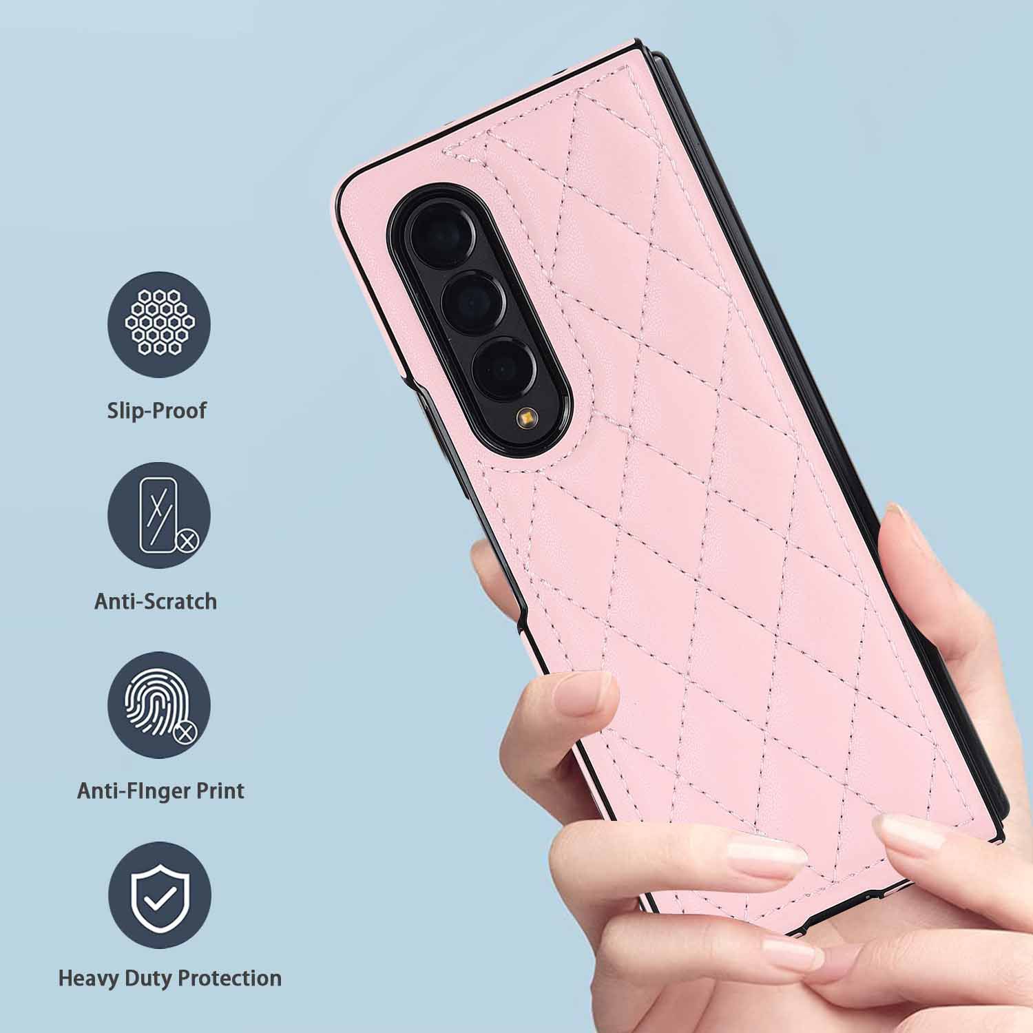 Compatible with Samsung Z Fold7/6 phone case 5/4/3 diamond pattern leather texture Flip6 mini folding screen protective case