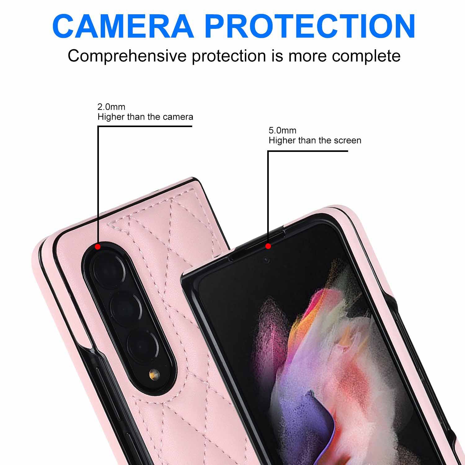 Compatible with Samsung Z Fold7/6 phone case 5/4/3 diamond pattern leather texture Flip6 mini folding screen protective case