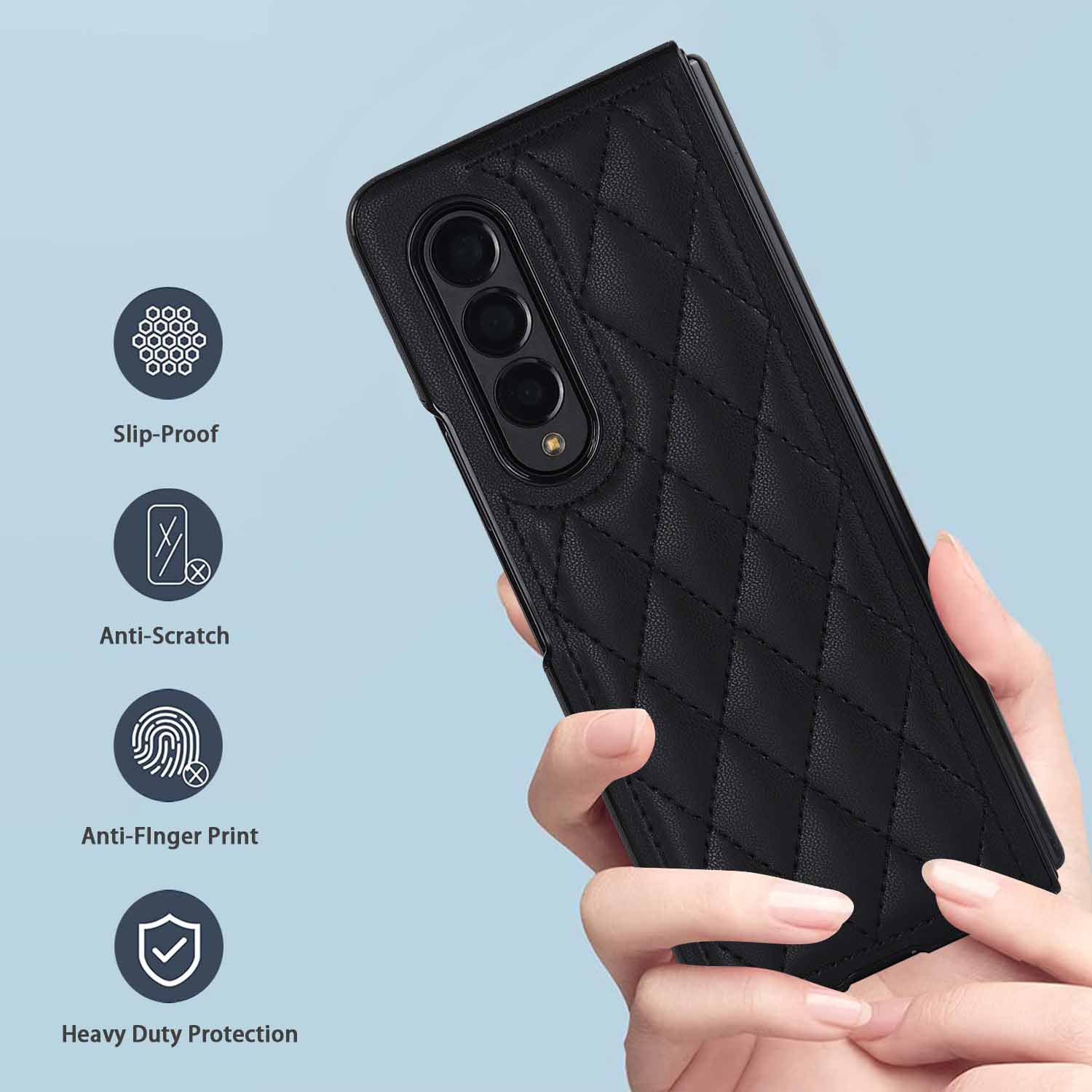 Compatible with Samsung Z Fold7/6 phone case 5/4/3 diamond pattern leather texture Flip6 mini folding screen protective case
