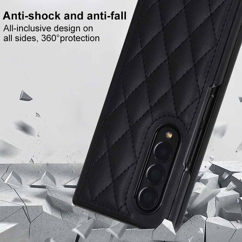 Compatible with Samsung Z Fold7/6 phone case 5/4/3 diamond pattern leather texture Flip6 mini folding screen protective case