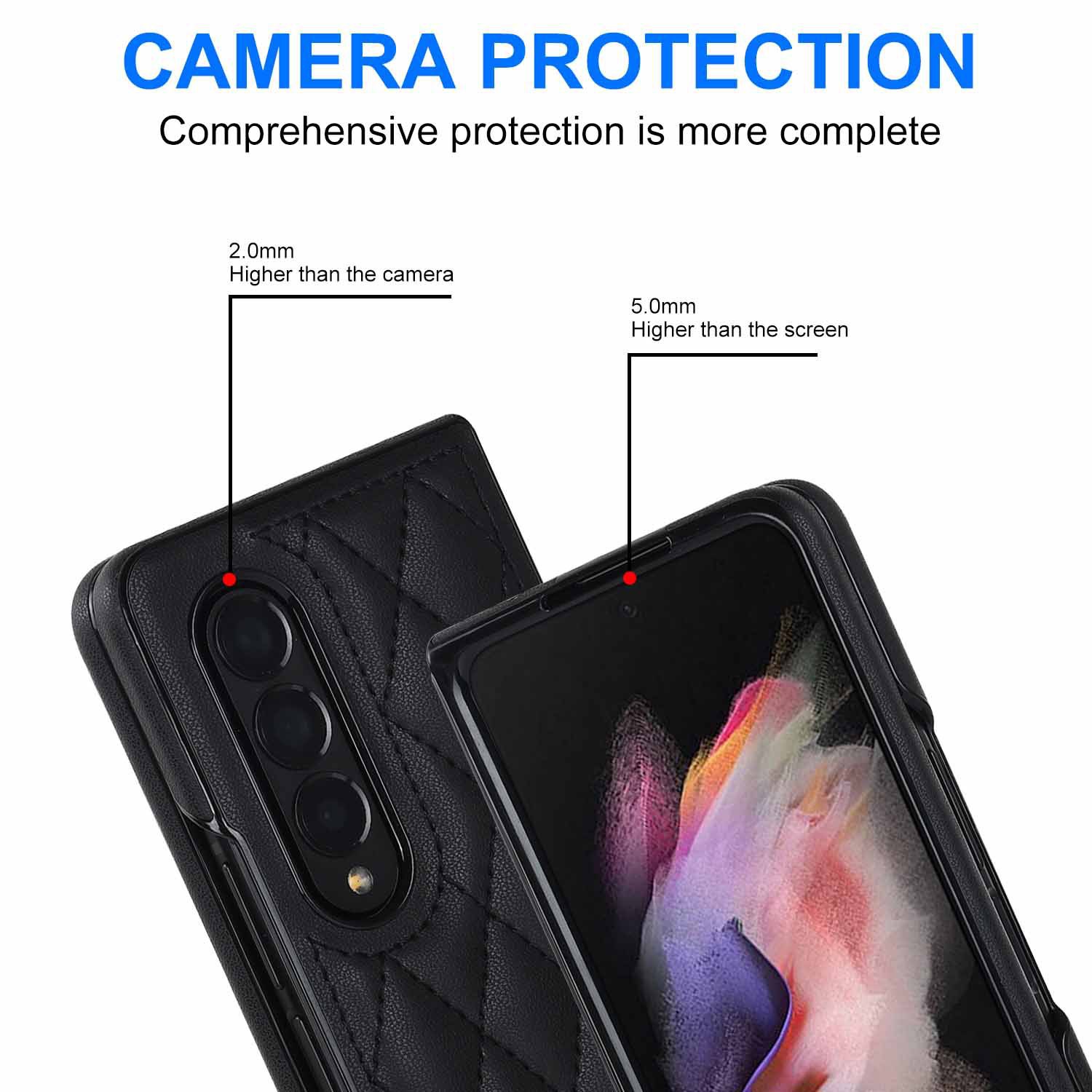 Compatible with Samsung Z Fold7/6 phone case 5/4/3 diamond pattern leather texture Flip6 mini folding screen protective case