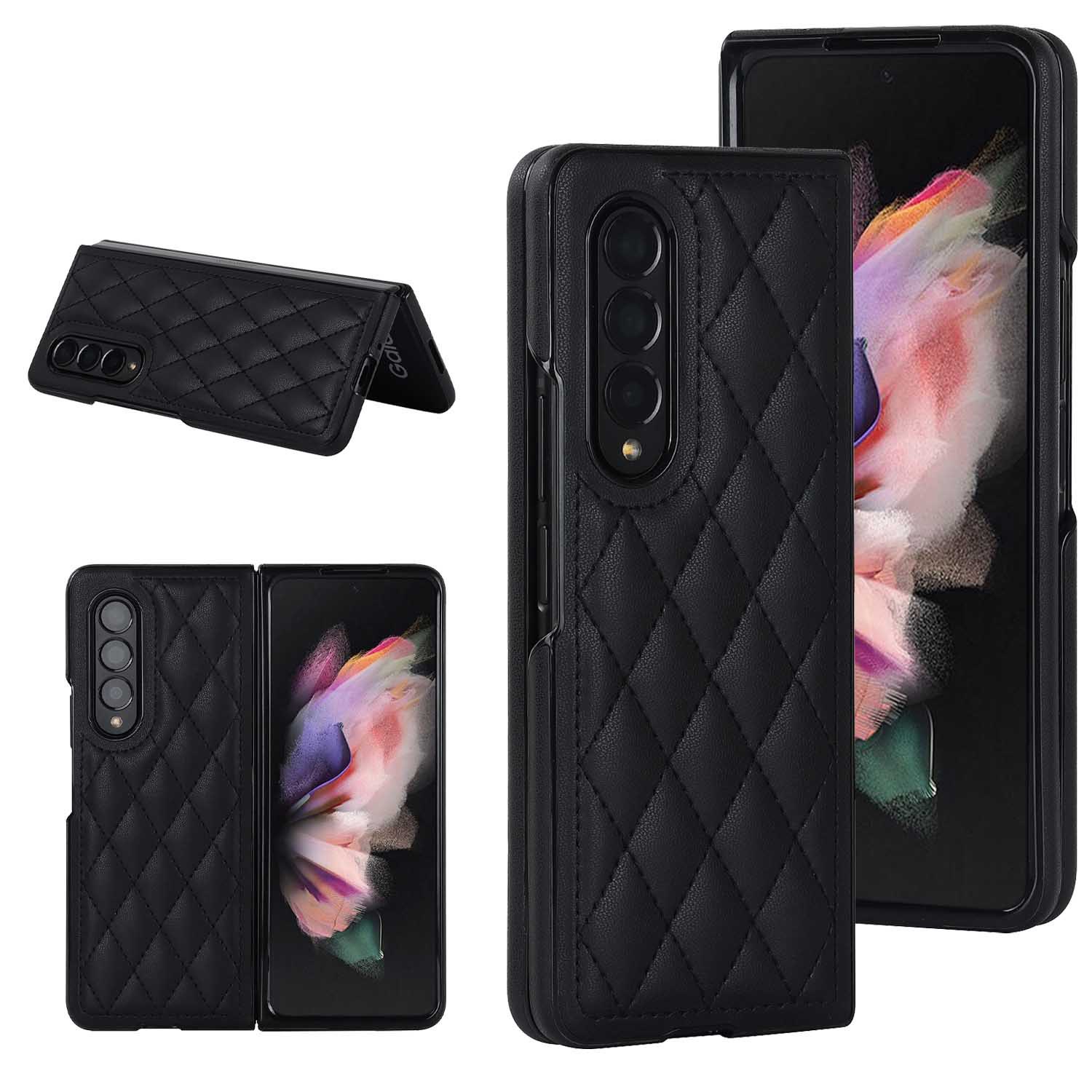 Compatible with Samsung Z Fold7/6 phone case 5/4/3 diamond pattern leather texture Flip6 mini folding screen protective case