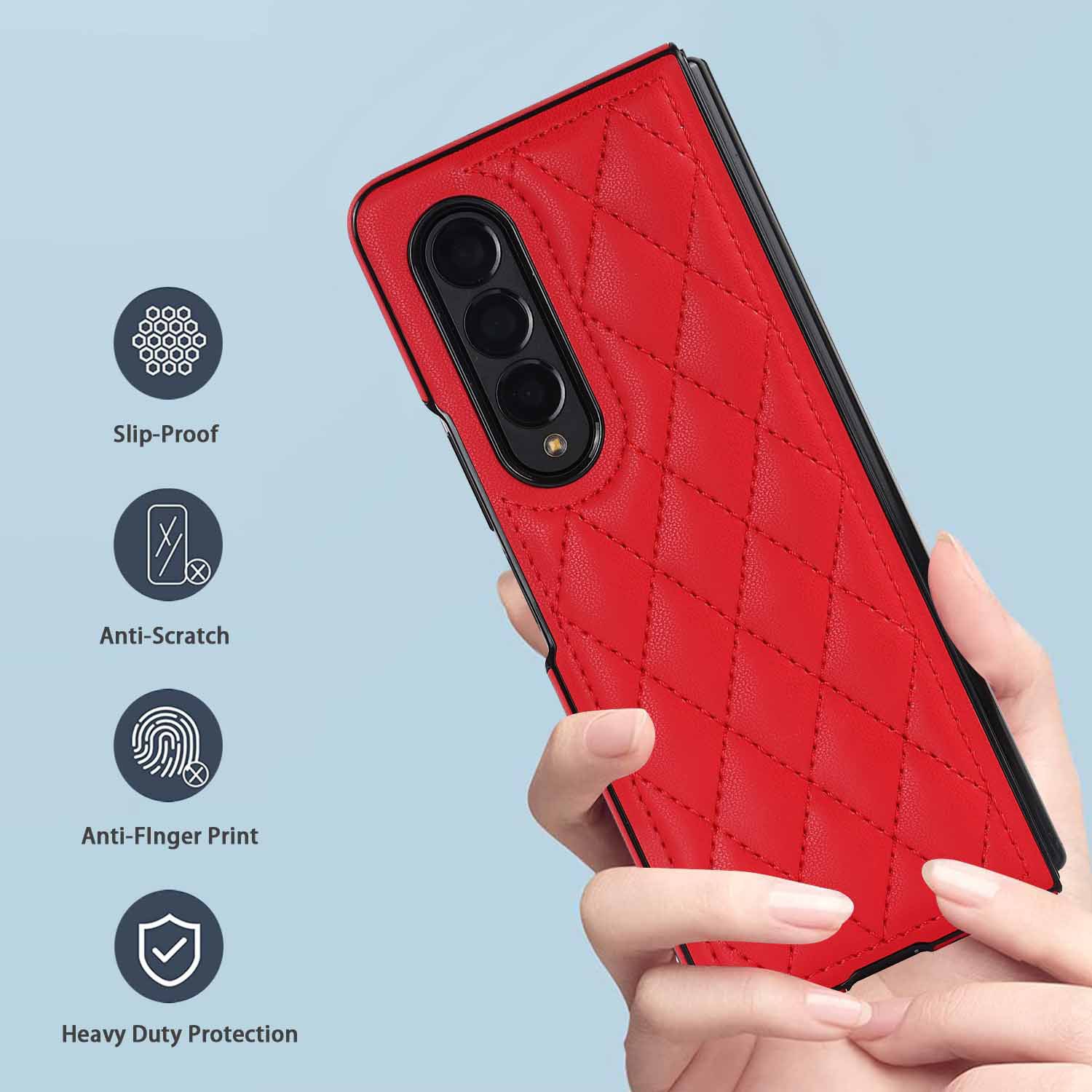 Compatible with Samsung Z Fold7/6 phone case 5/4/3 diamond pattern leather texture Flip6 mini folding screen protective case