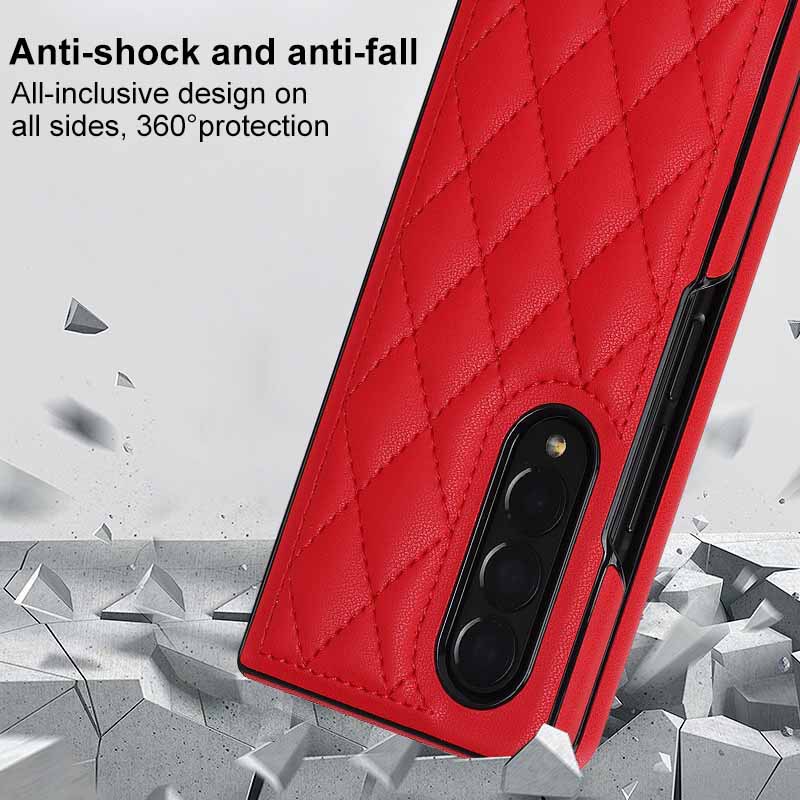 Compatible with Samsung Z Fold7/6 phone case 5/4/3 diamond pattern leather texture Flip6 mini folding screen protective case