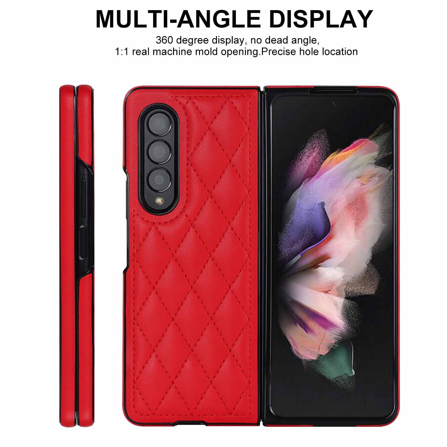 Compatible with Samsung Z Fold7/6 phone case 5/4/3 diamond pattern leather texture Flip6 mini folding screen protective case
