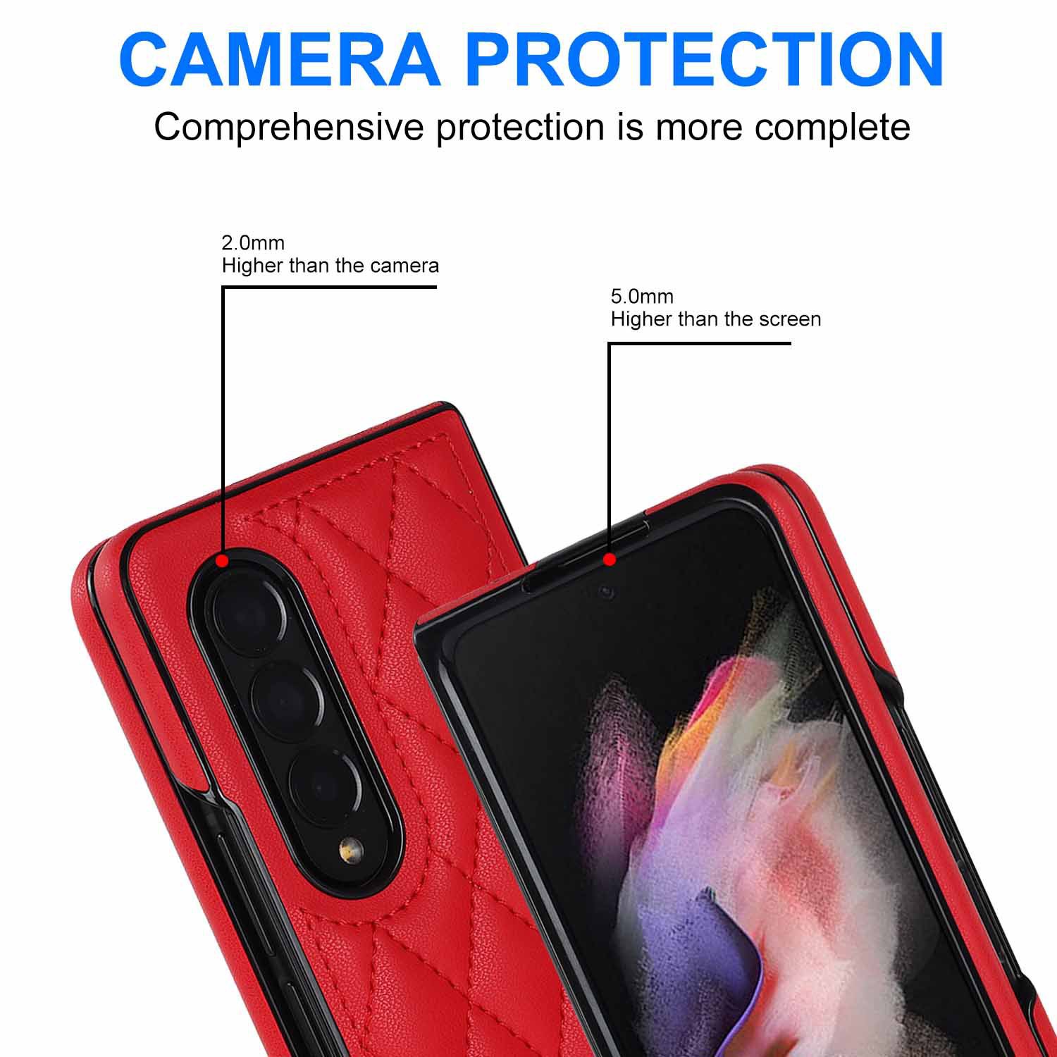Compatible with Samsung Z Fold7/6 phone case 5/4/3 diamond pattern leather texture Flip6 mini folding screen protective case