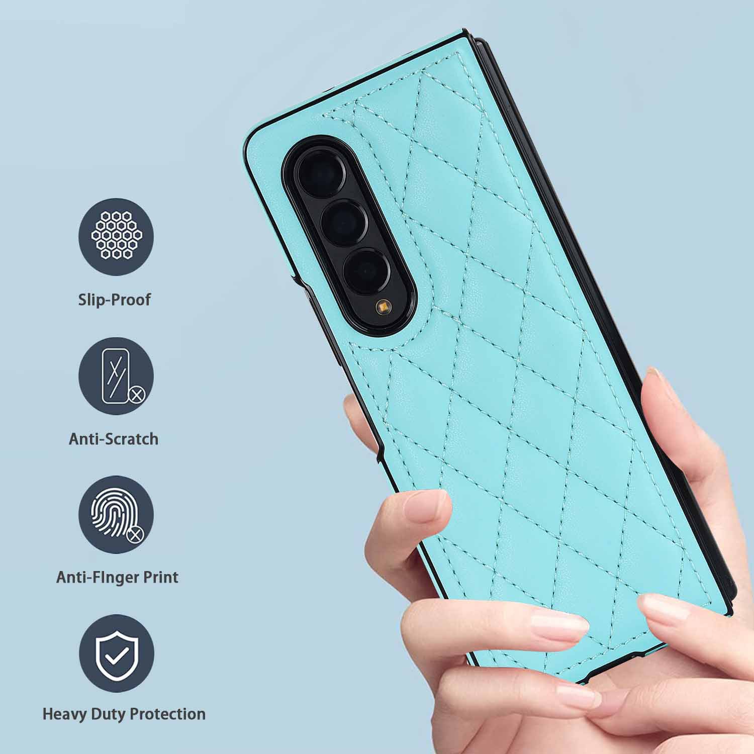 Compatible with Samsung Z Fold7/6 phone case 5/4/3 diamond pattern leather texture Flip6 mini folding screen protective case