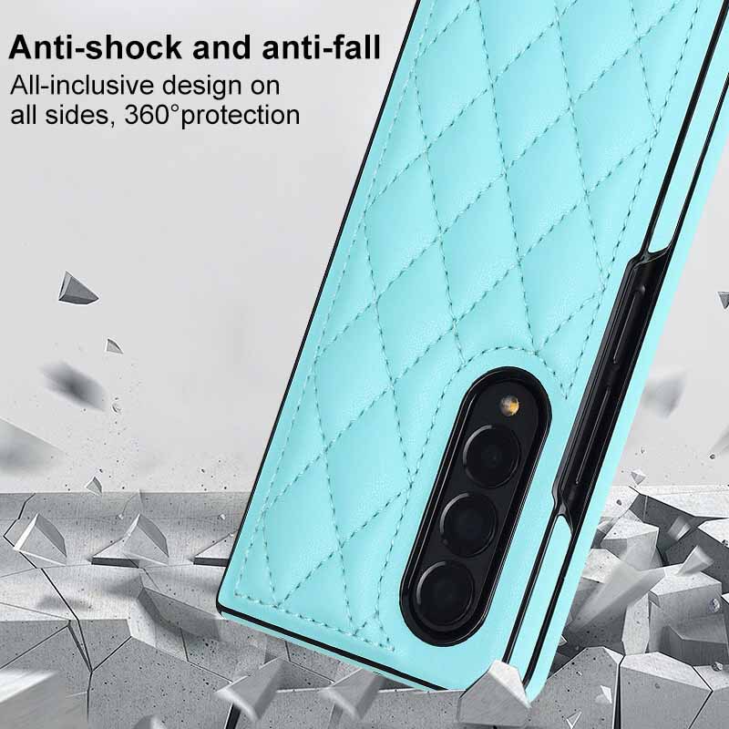 Compatible with Samsung Z Fold7/6 phone case 5/4/3 diamond pattern leather texture Flip6 mini folding screen protective case