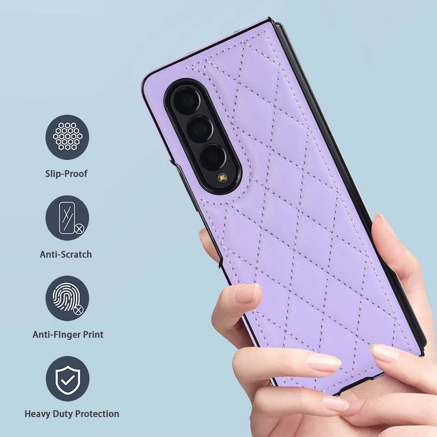 Compatible with Samsung Z Fold7/6 phone case 5/4/3 diamond pattern leather texture Flip6 mini folding screen protective case