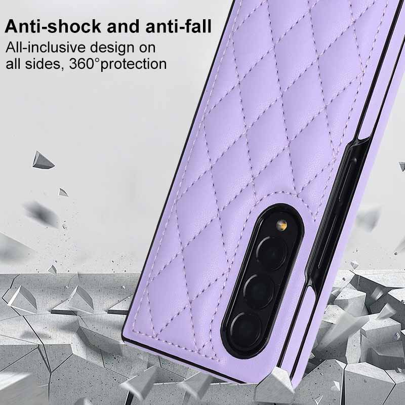 Compatible with Samsung Z Fold7/6 phone case 5/4/3 diamond pattern leather texture Flip6 mini folding screen protective case