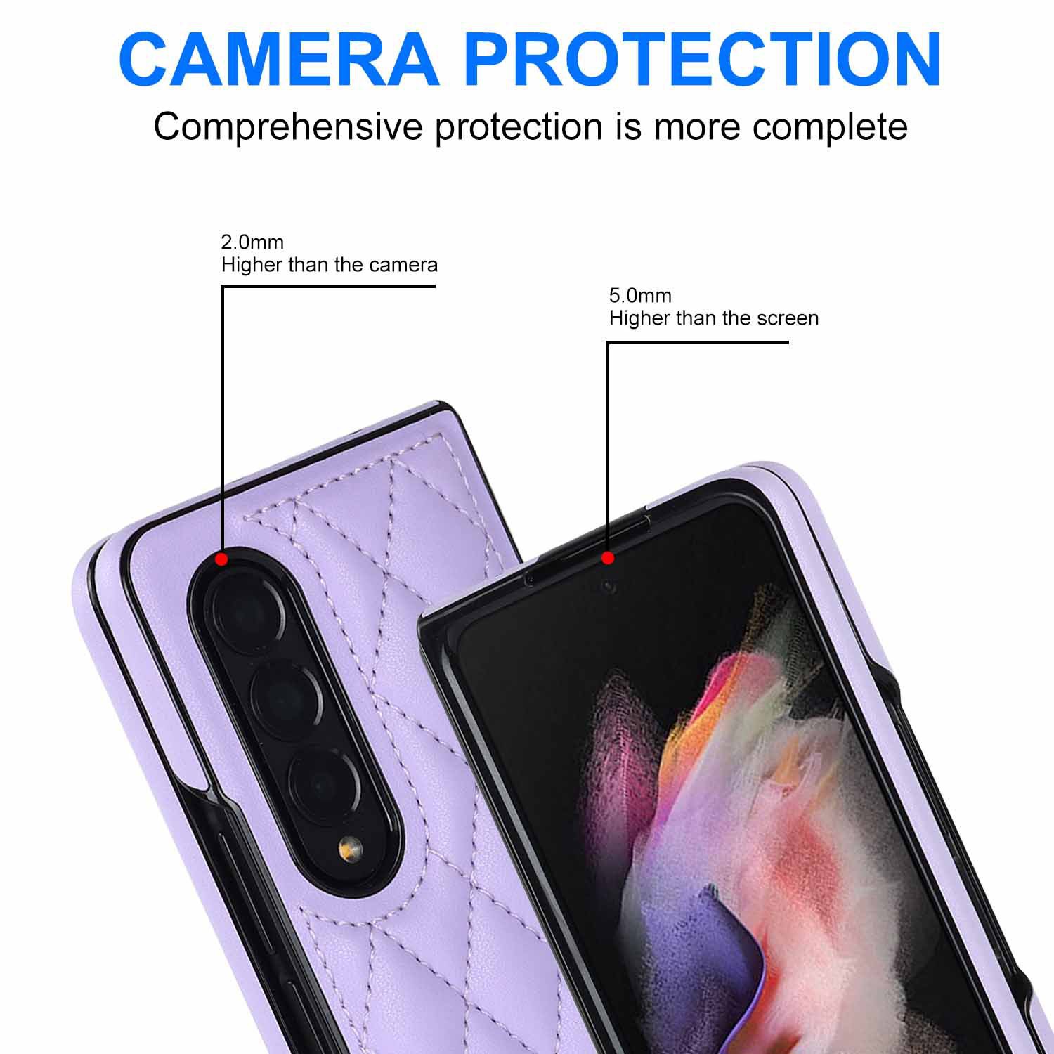 Compatible with Samsung Z Fold7/6 phone case 5/4/3 diamond pattern leather texture Flip6 mini folding screen protective case