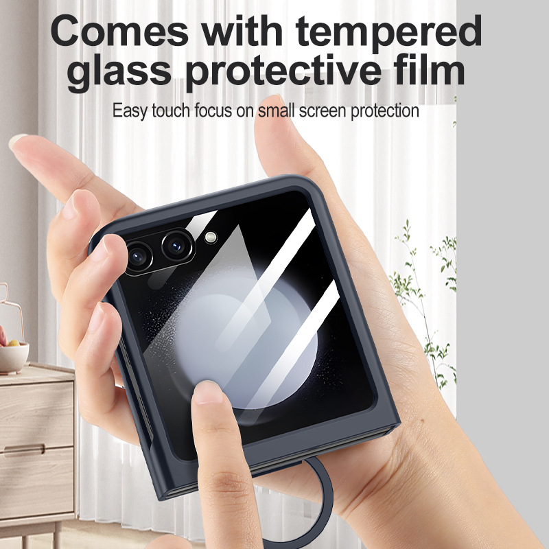 Compatible with Samsung Z Flip 8/7 phone case, 6/5 large window case, screen protector, and ring holder, official folding screen protective case.