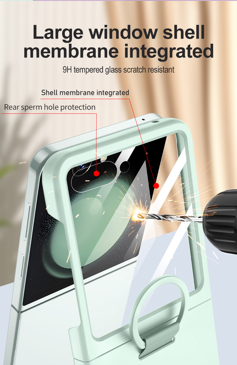Compatible with Samsung Z Flip 8/7 phone case, 6/5 large window case, screen protector, and ring holder, official folding screen protective case.