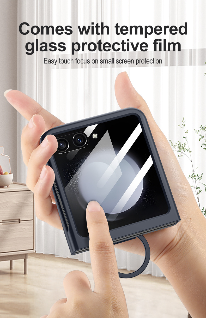 Compatible with Samsung Z Flip 8/7 phone case, 6/5 large window case, screen protector, and ring holder, official folding screen protective case.