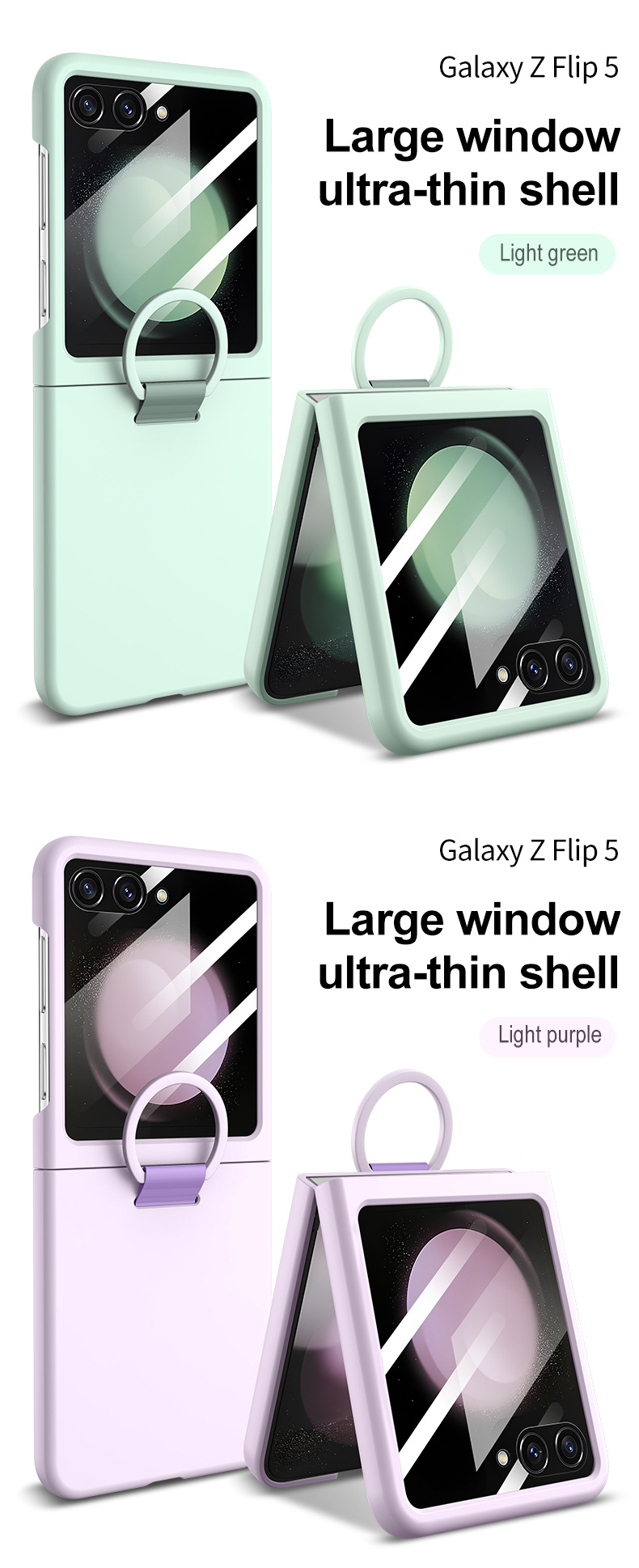 Compatible with Samsung Z Flip 8/7 phone case, 6/5 large window case, screen protector, and ring holder, official folding screen protective case.