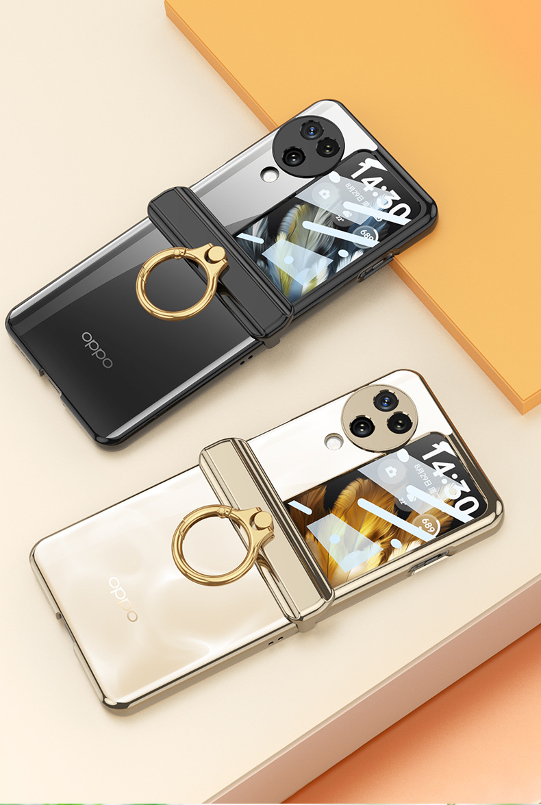 Compatible with OPPO Find N3 Flip phone case, electroplated magnetic hinge ring case, full-coverage folding protective case