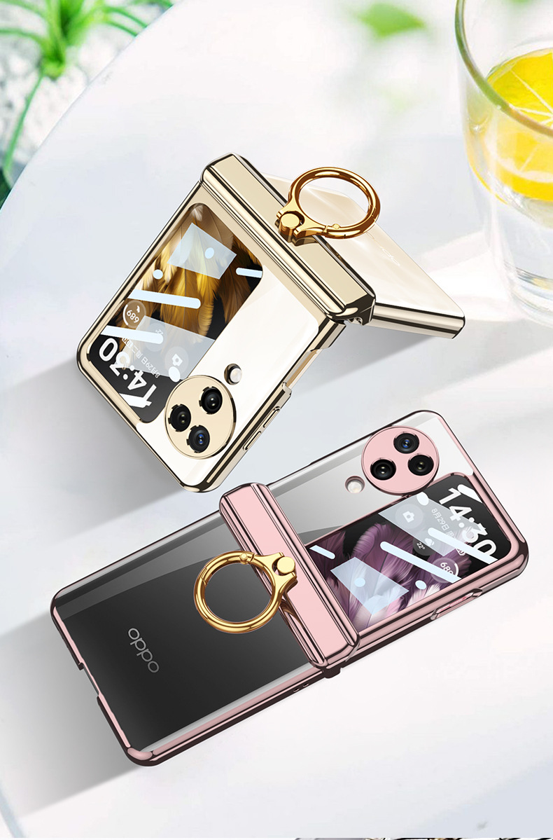 Compatible with OPPO Find N3 Flip phone case, electroplated magnetic hinge ring case, full-coverage folding protective case