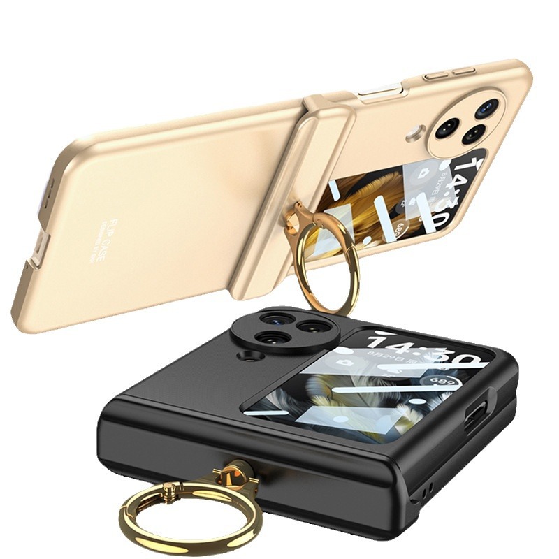 Compatible with OPPO Find N3 Flip phone case, magnetic hinge, ring case, full-coverage folding protective case.