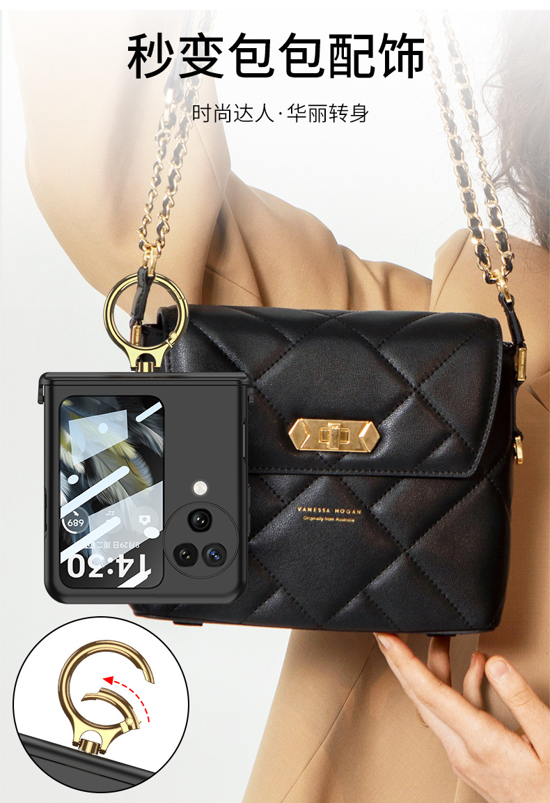 Compatible with OPPO Find N3 Flip phone case, magnetic hinge, ring case, full-coverage folding protective case.