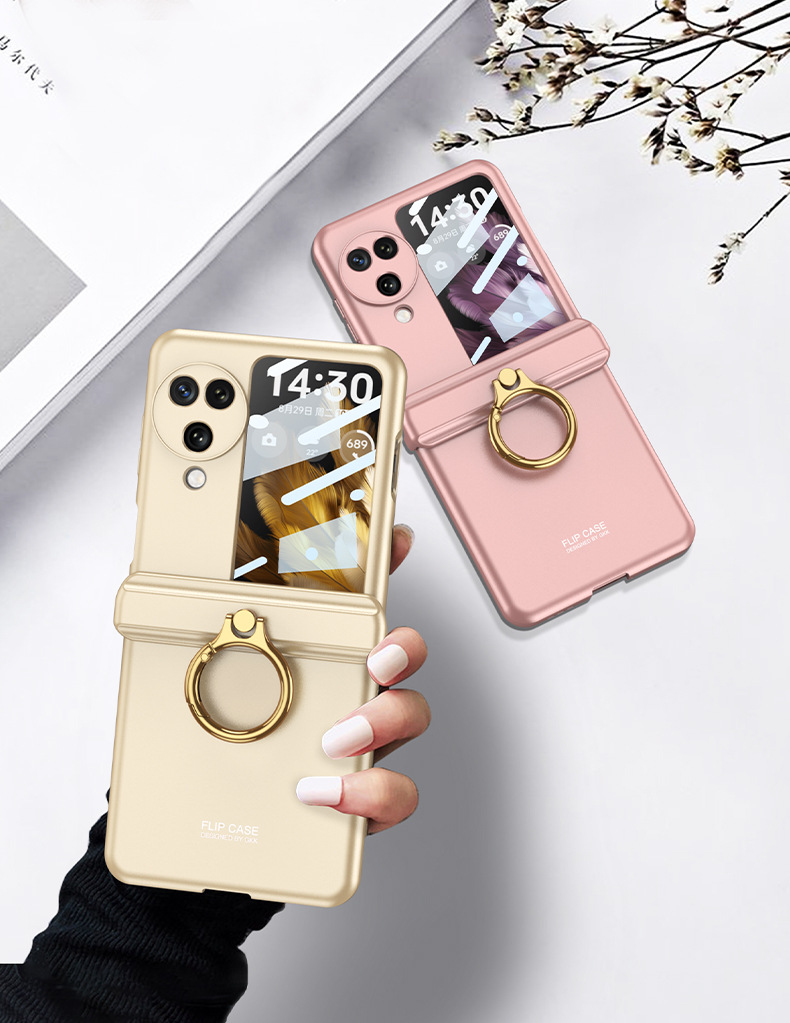 Compatible with OPPO Find N3 Flip phone case, magnetic hinge, ring case, full-coverage folding protective case.