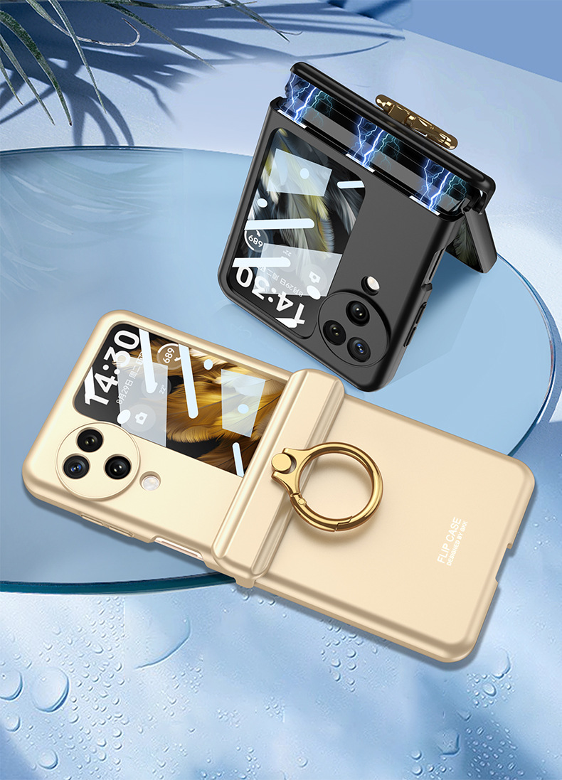 Compatible with OPPO Find N3 Flip phone case, magnetic hinge, ring case, full-coverage folding protective case.