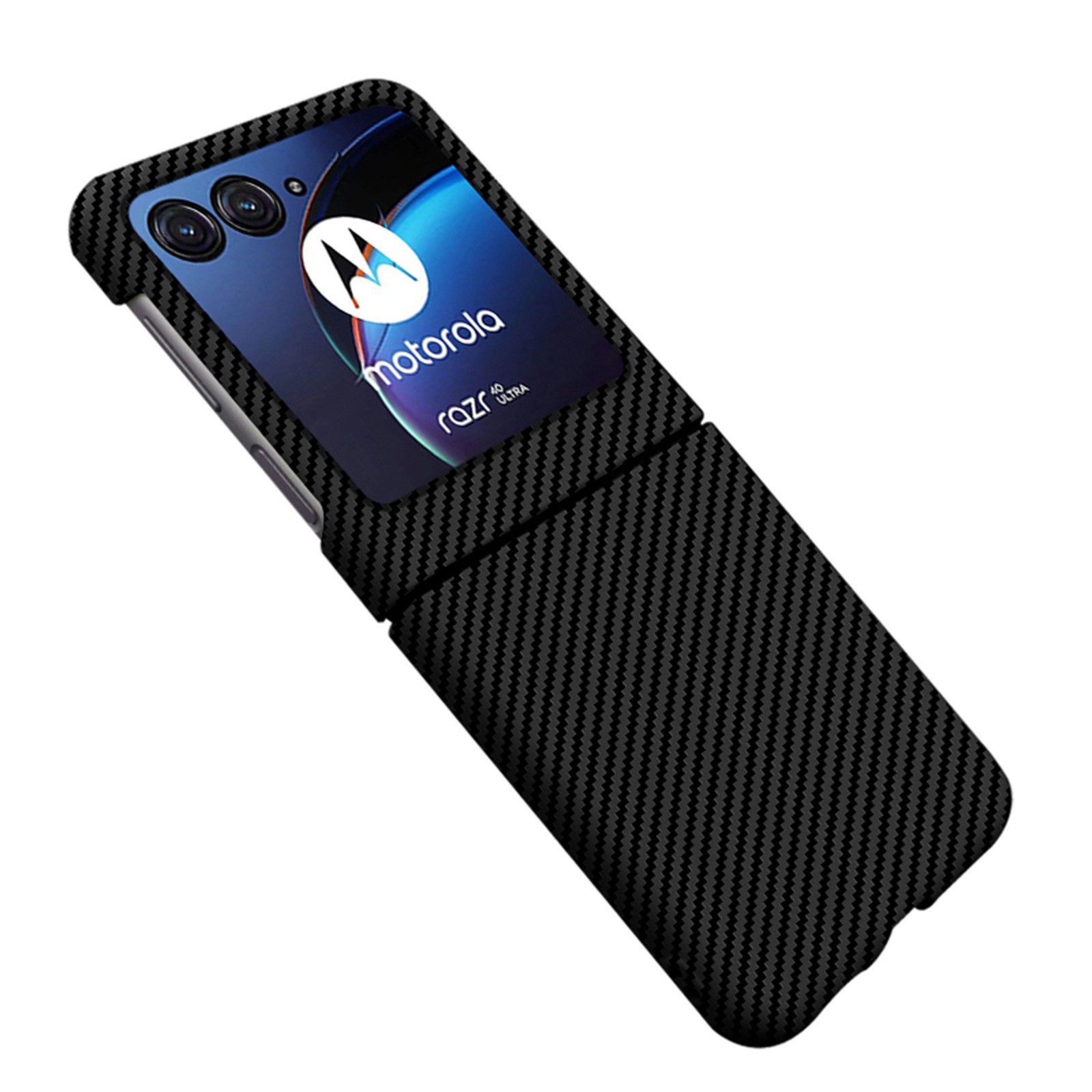 Compatible with Motorola Razr 60/50 Ultra phone case, wireless charging, magnetic closure, 40U carbon fiber textured protective case