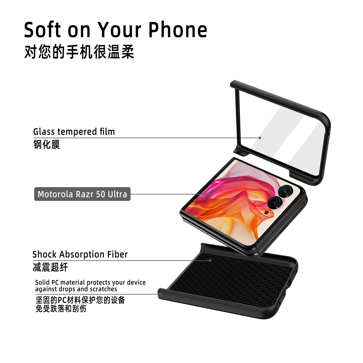 Compatible with Moto Razr 70 Ultra phone case, Motorola 60/50U folding screen case, ultra-thin protective case