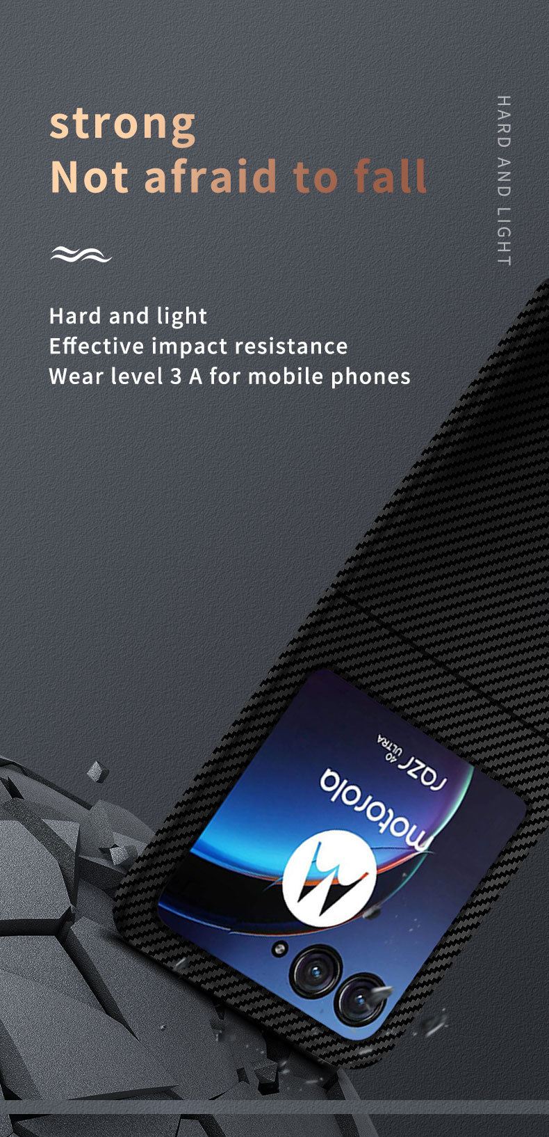 Compatible with Motorola Razr 60/50 Ultra phone case, carbon fiber texture, 40U foldable screen, drop-proof protective case
