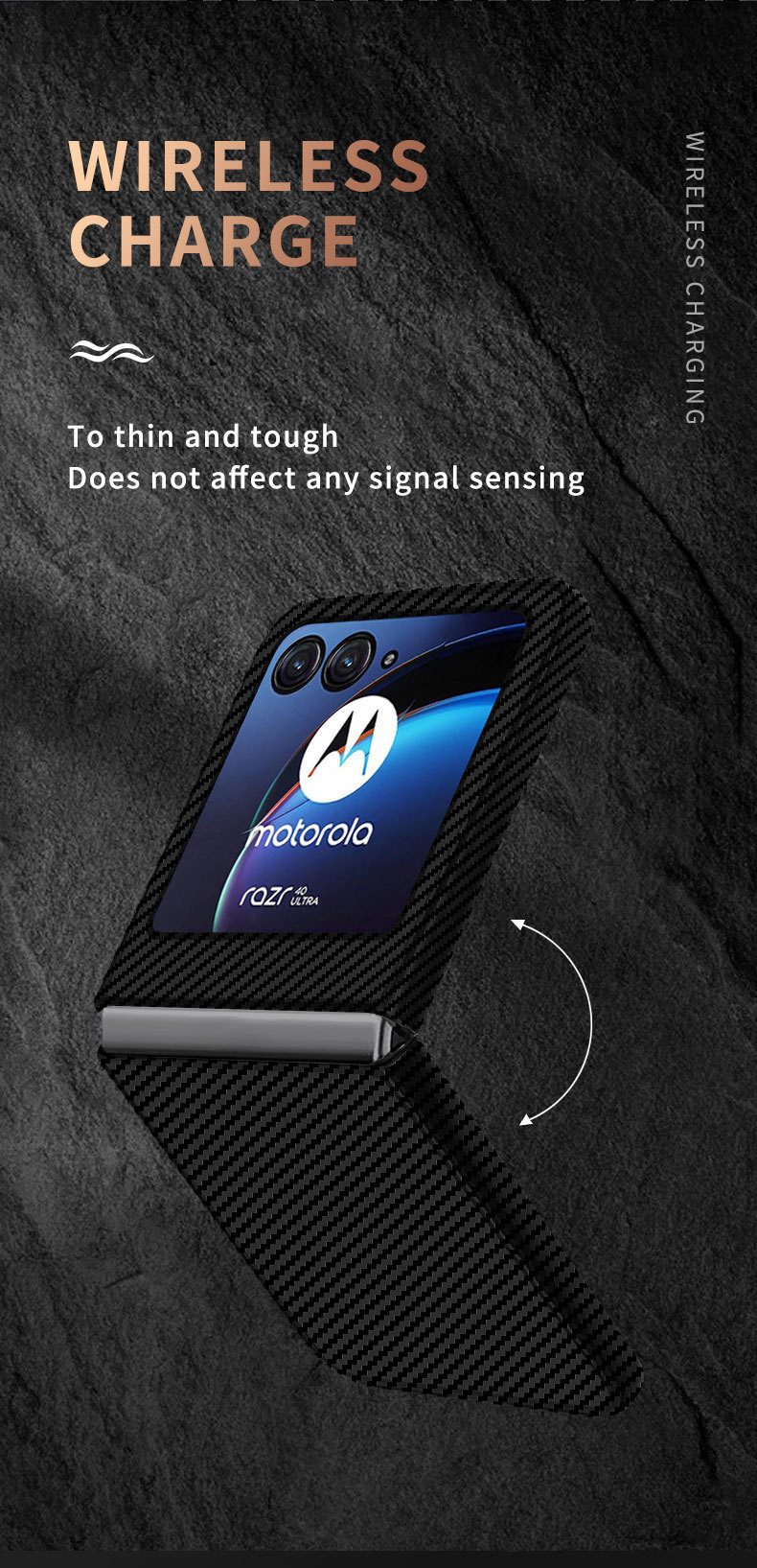 Compatible with Motorola Razr 60/50 Ultra phone case, carbon fiber texture, 40U foldable screen, drop-proof protective case