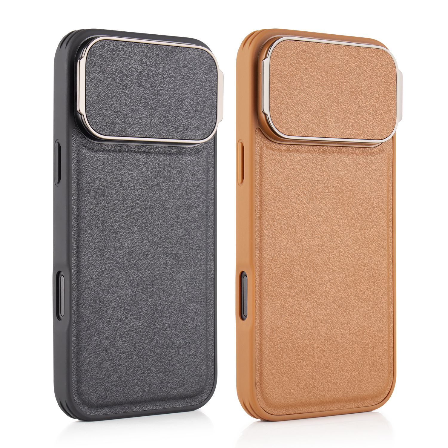 Compatible with Apple iPhone 17 Pro Max and 16 Plus flip phone cases with lens holders, made of top-grain cowhide, full-coverage shockproof shell.