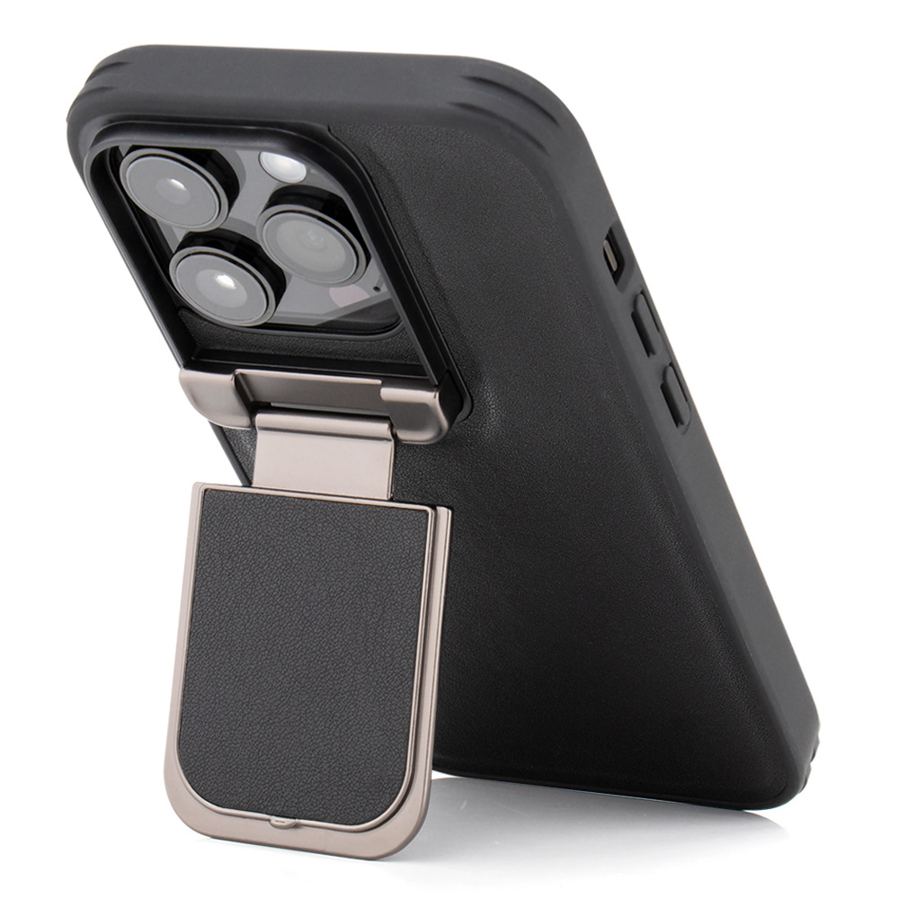 Compatible with Apple iPhone 17 Pro Max and 16 Plus flip phone cases with lens holders, made of top-grain cowhide, full-coverage shockproof shell.