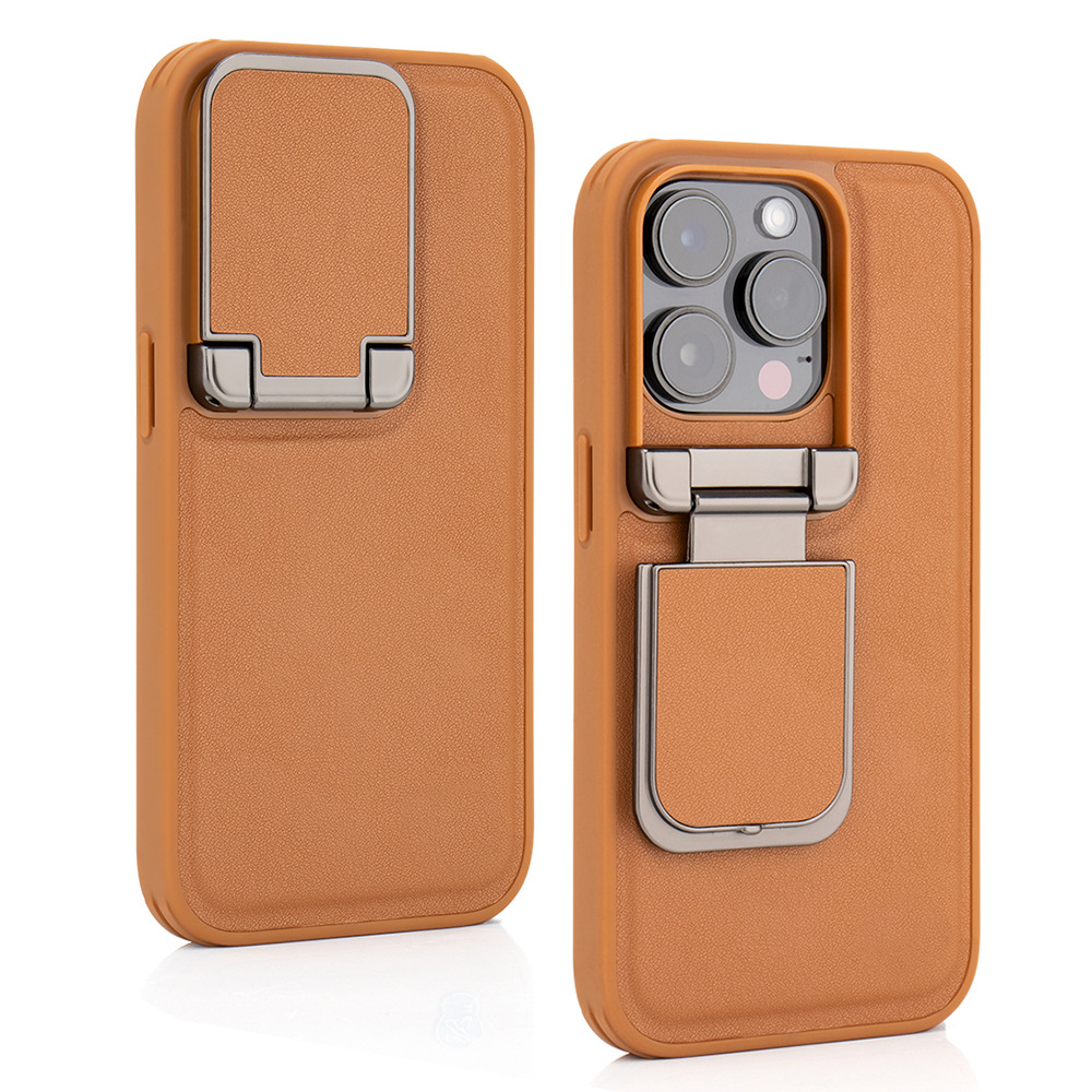 Compatible with Apple iPhone 17 Pro Max and 16 Plus flip phone cases with lens holders, made of top-grain cowhide, full-coverage shockproof shell.