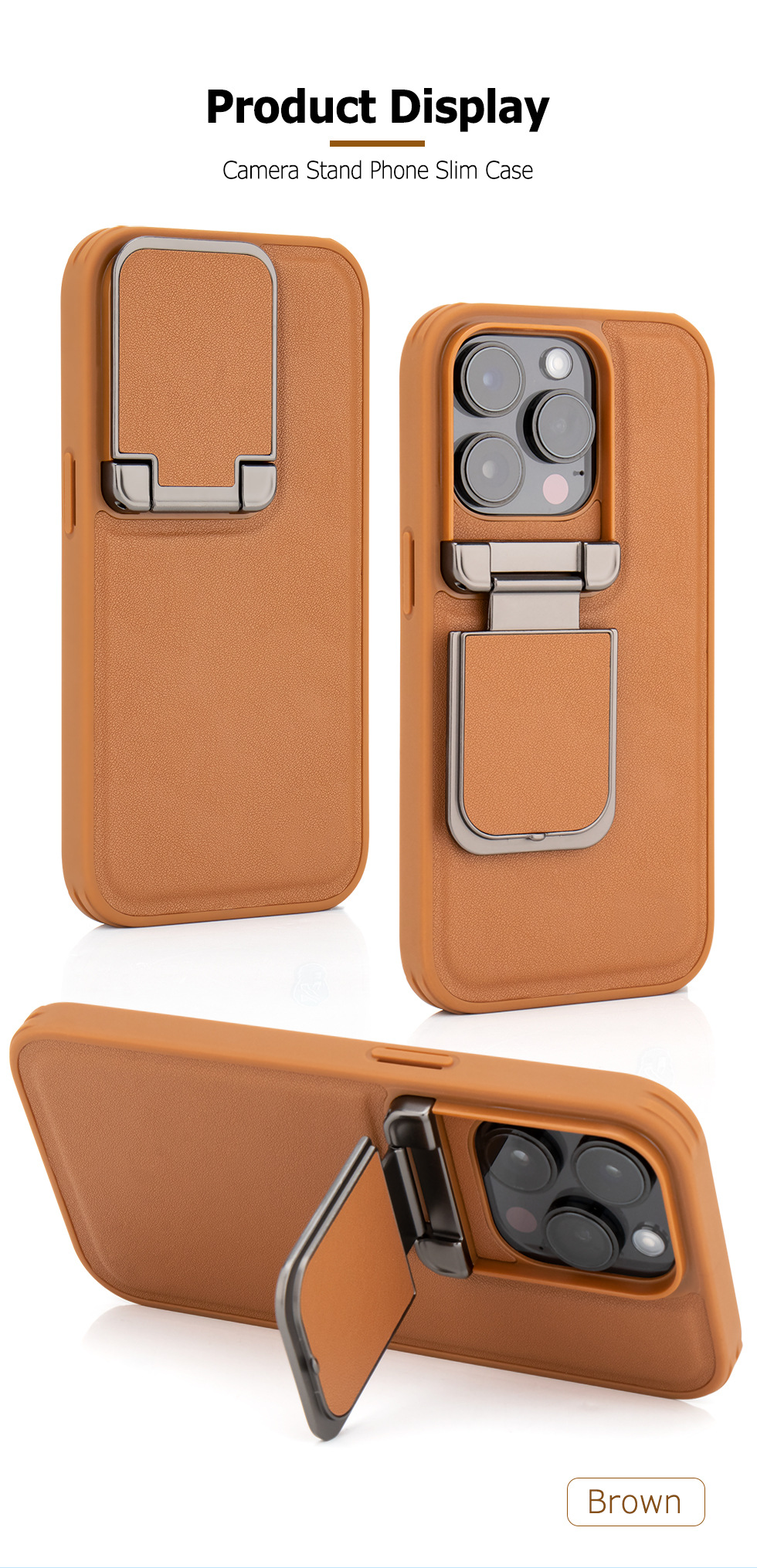 Compatible with Apple iPhone 17 Pro Max and 16 Plus flip phone cases with lens holders, made of top-grain cowhide, full-coverage shockproof shell.