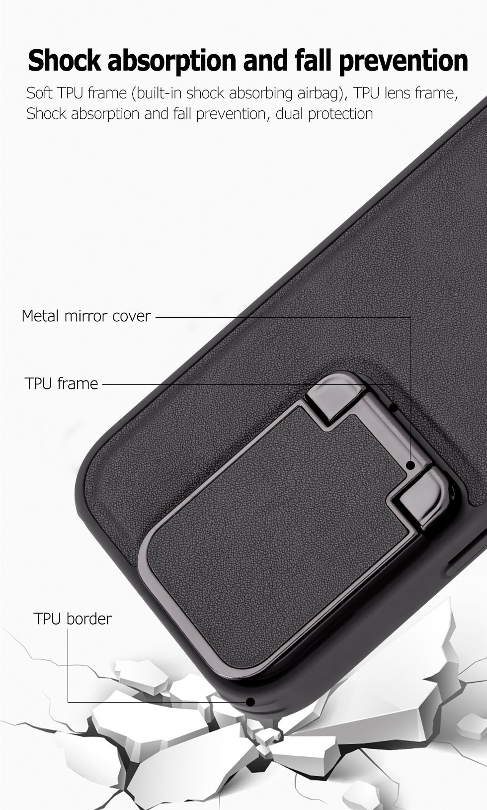 Compatible with Apple iPhone 17 Pro Max and 16 Plus flip phone cases with lens holders, made of top-grain cowhide, full-coverage shockproof shell.