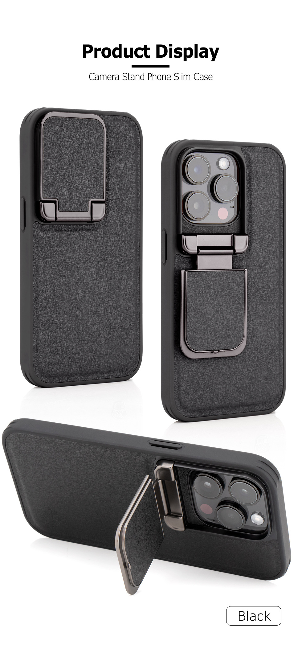Compatible with Apple iPhone 17 Pro Max and 16 Plus flip phone cases with lens holders, made of top-grain cowhide, full-coverage shockproof shell.